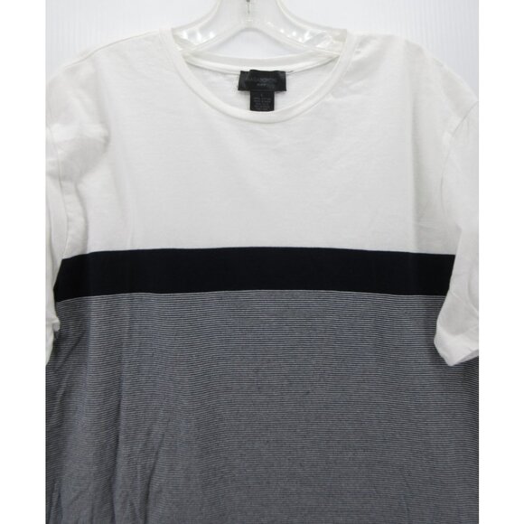 Magaschoni Shirt Large White Pullover T Tee Colorblock Striped Crewneck - Picture 2 of 9